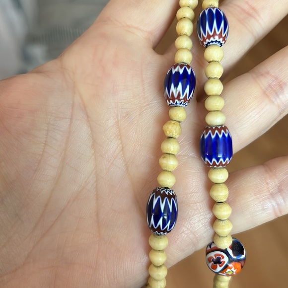 Vintage Antler-Bone Venetian Murano Glass Trade Bead African Necklace - Picture 12 of 15